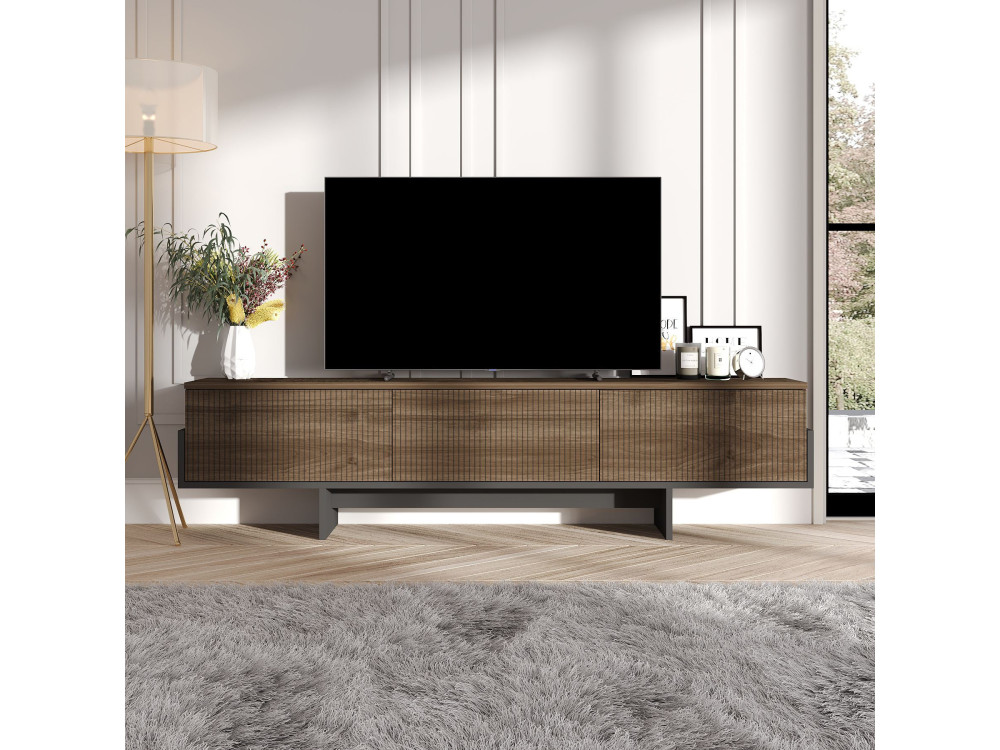 Meuble TV en bois "Hege" - 180 x 30 x 44 cm - Noir
