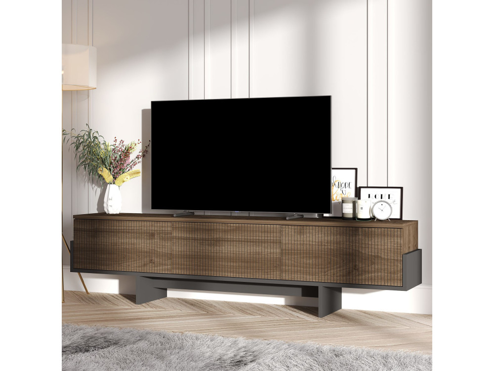 Meuble TV en bois "Hege" - 180 x 30 x 44 cm - Noir