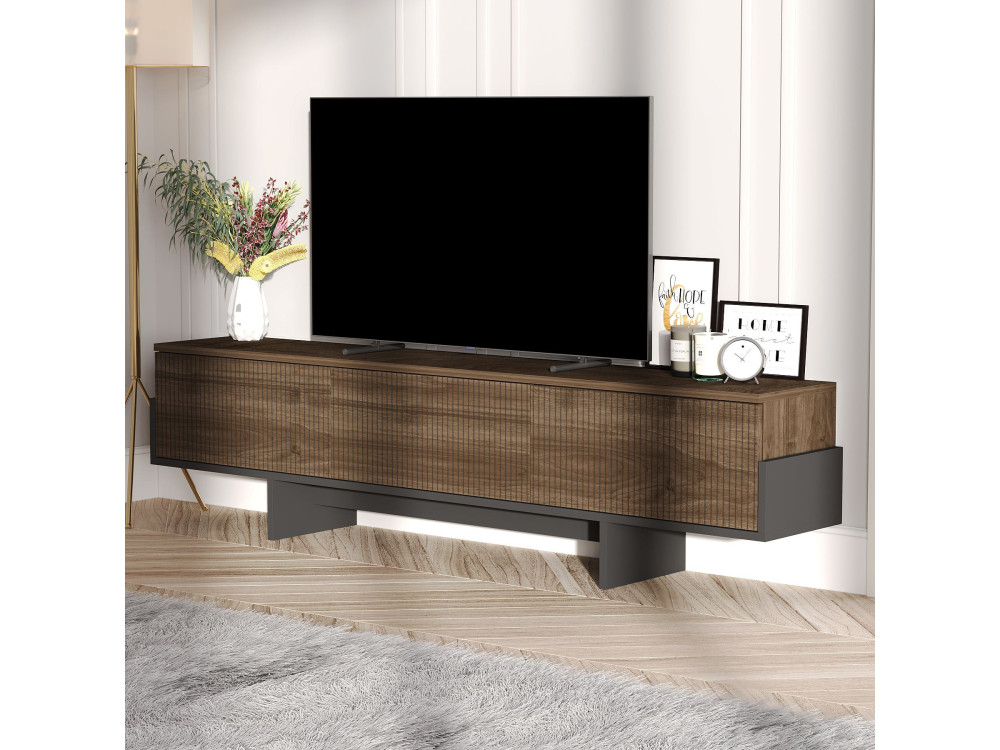 Meuble TV en bois "Hege" - 180 x 30 x 44 cm - Noir