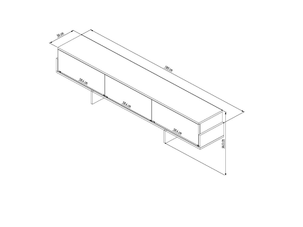 Meuble TV en bois "Hege" - 180 x 30 x 44 cm - Noir