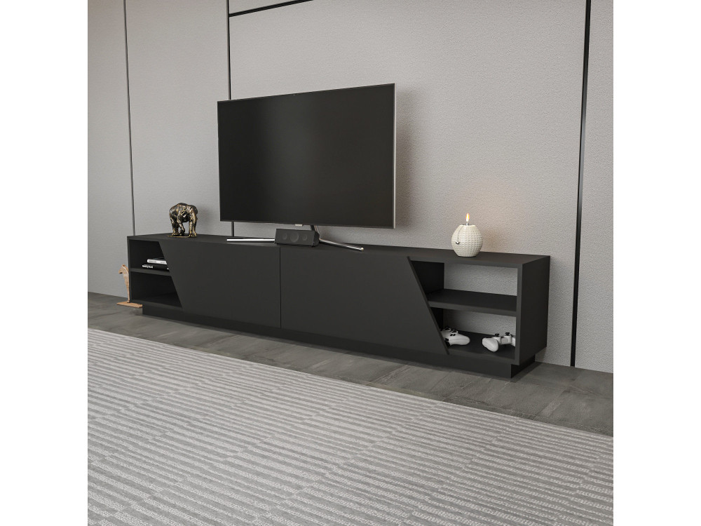 Meuble TV en bois "Rhodes" - 240 x 37 x 47 cm - Gris anthracite