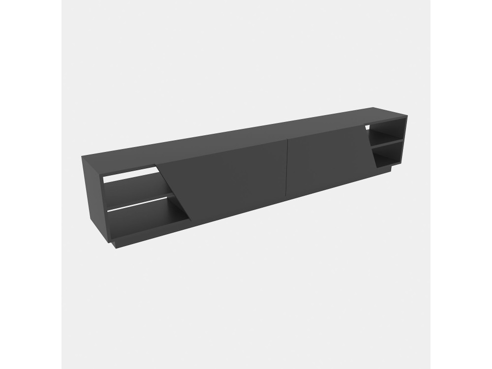 Meuble TV en bois "Rhodes" - 240 x 37 x 47 cm - Gris anthracite