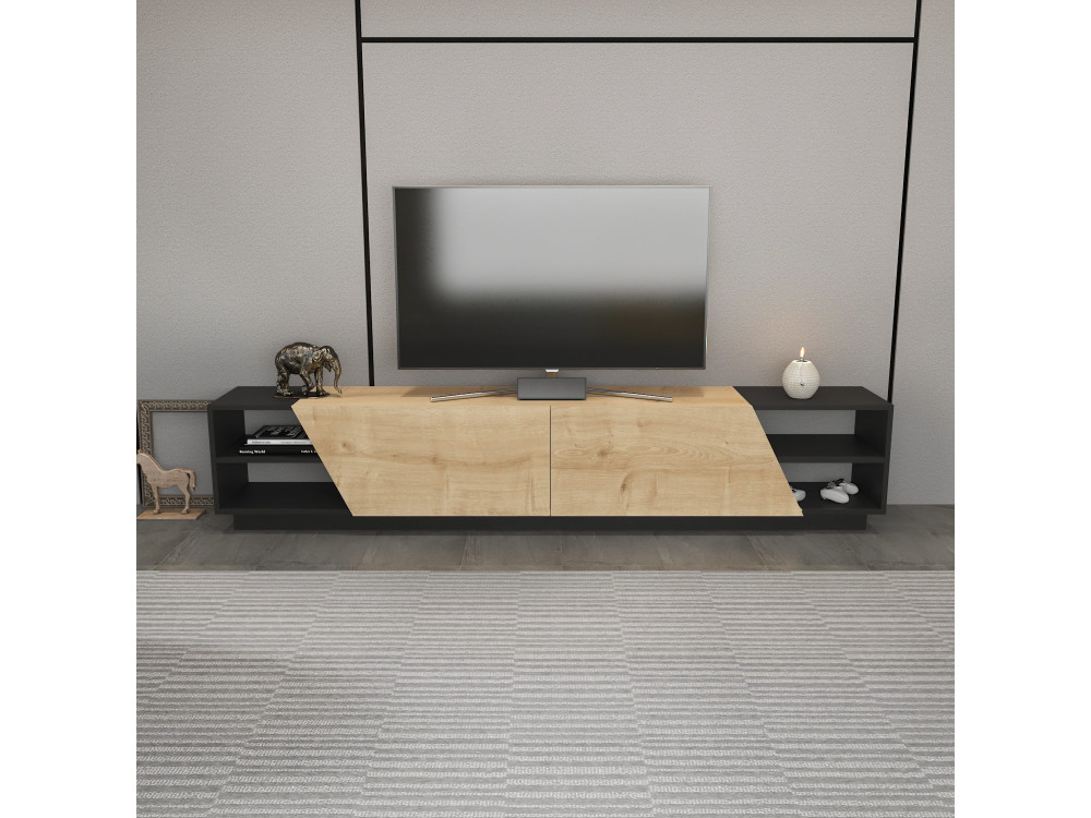 Meuble TV en bois "Rhodes" - 240 x 37 x 47 cm - Beige