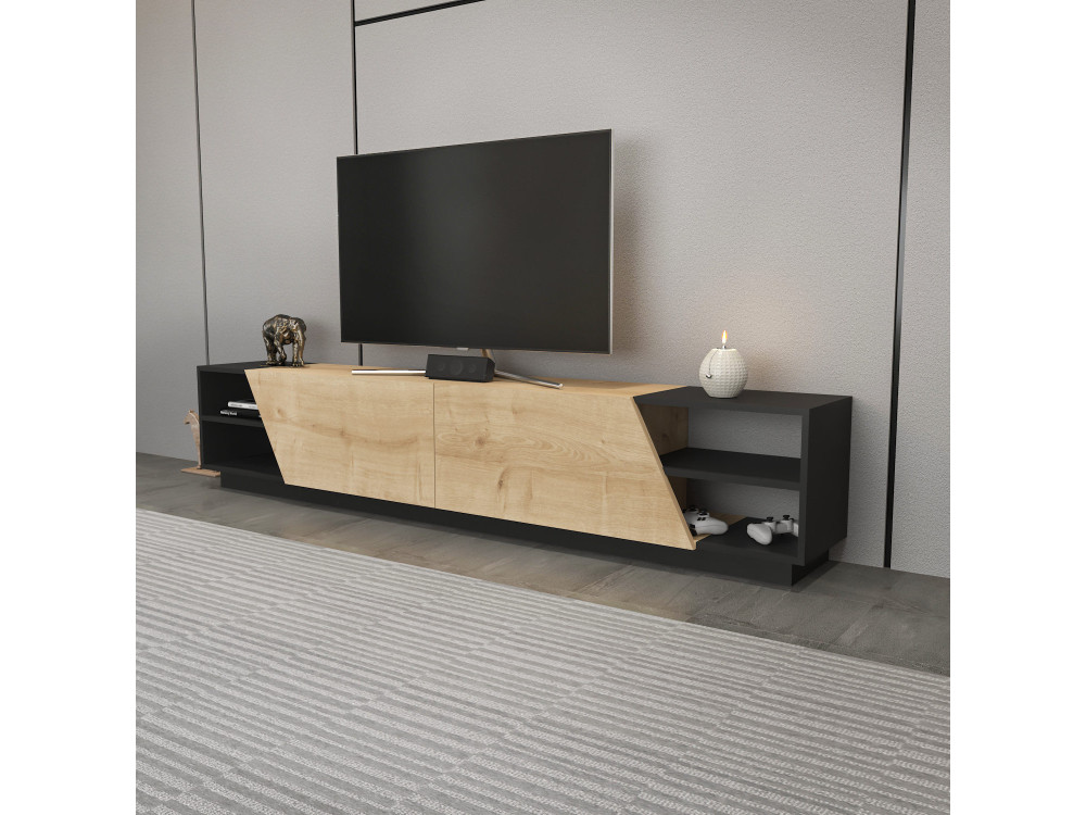 Meuble TV en bois "Rhodes" - 240 x 37 x 47 cm - Beige