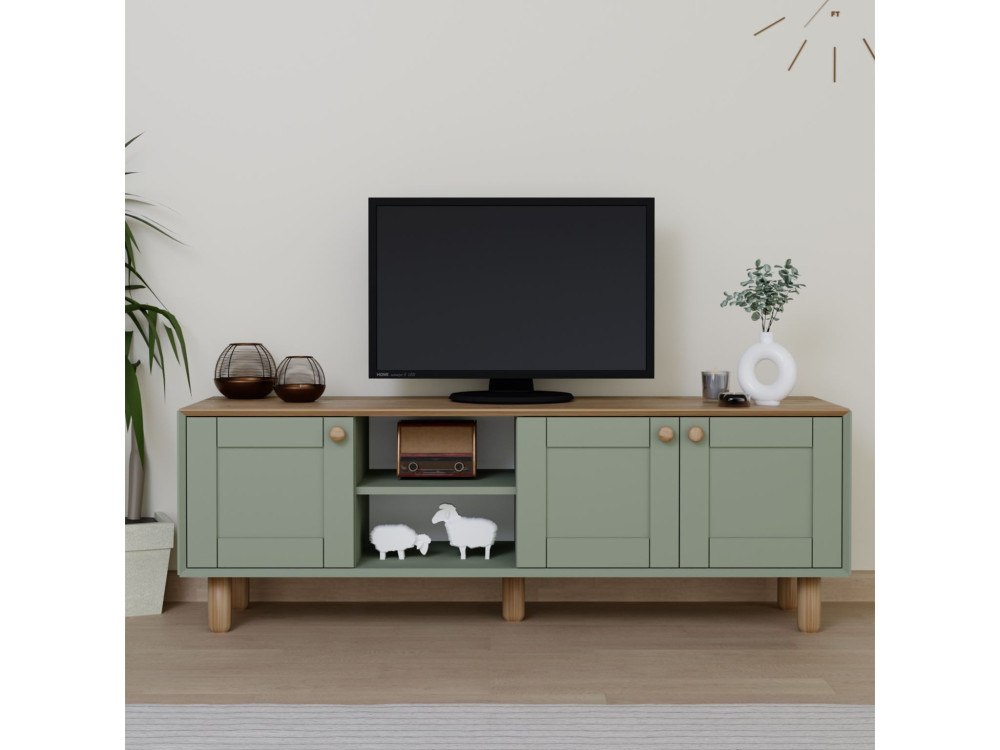 Meuble TV en bois "Mia" - 160 x 40 x 56 cm - Vert