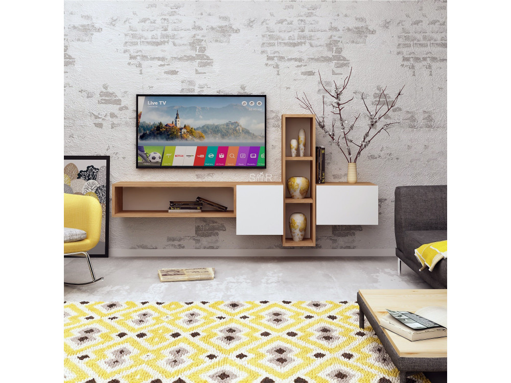 Meuble TV en bois "Kumkuat" - 160 x 35 x 70 cm - Marron