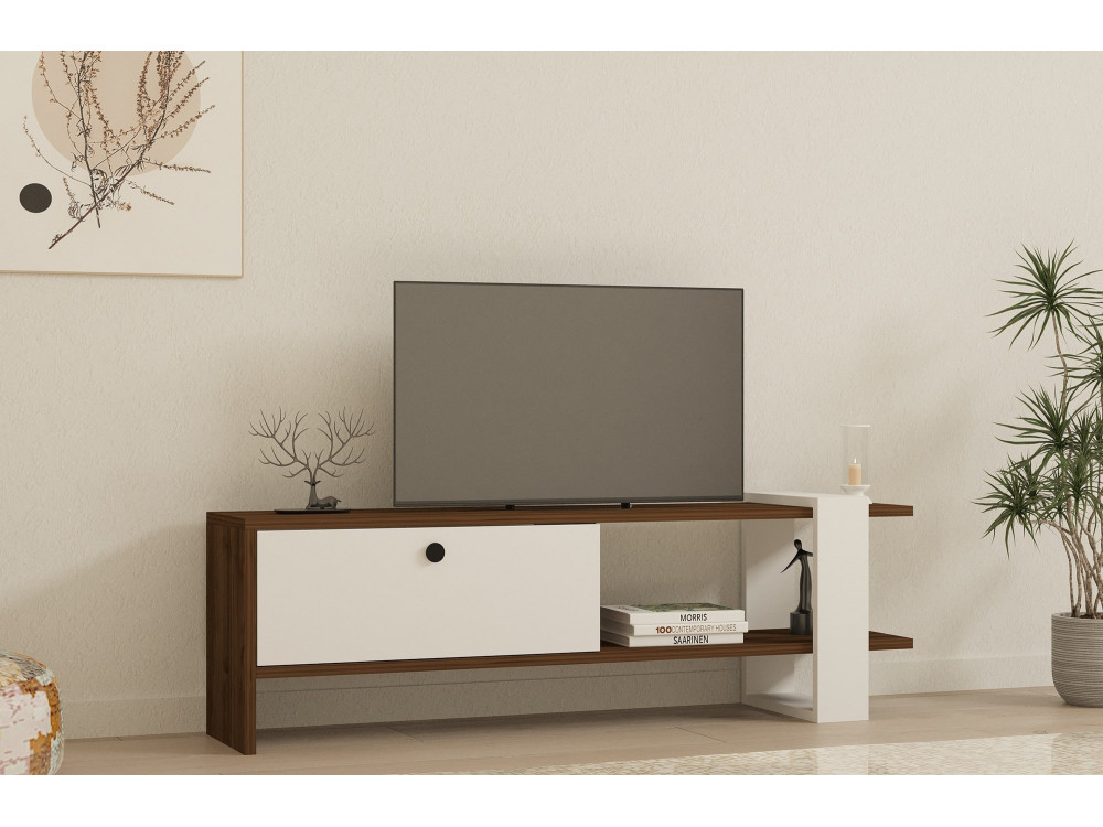 Meuble TV en bois "Gaye" - 120 x 25 x 36 cm - Blanc