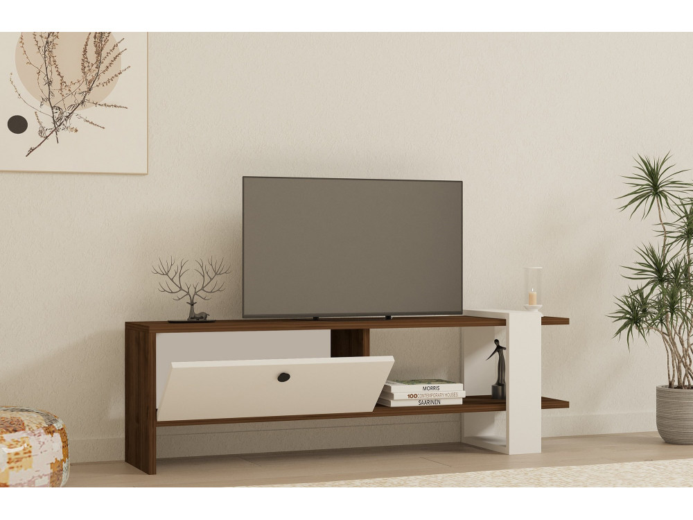 Meuble TV en bois "Gaye" - 120 x 25 x 36 cm - Blanc