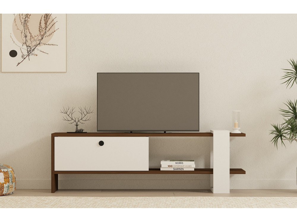 Meuble TV en bois "Gaye" - 120 x 25 x 36 cm - Blanc