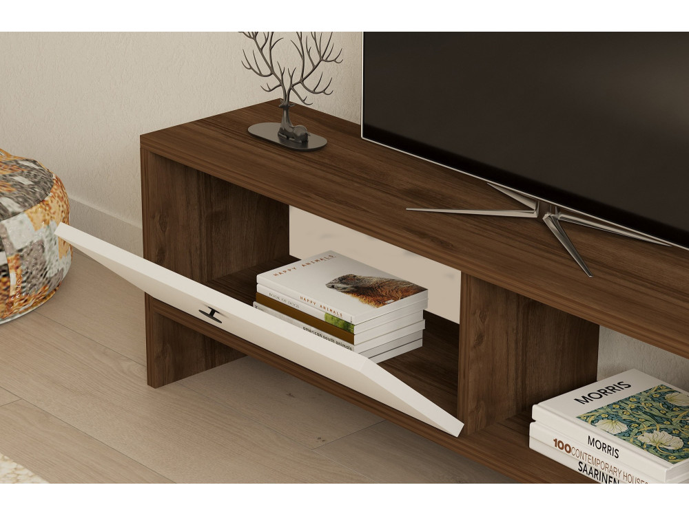 Meuble TV en bois "Gaye" - 120 x 25 x 36 cm - Blanc