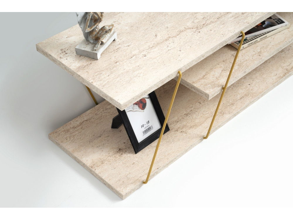 Meuble TV en bois "Canaz" - 120 x 30 x 33 cm - Travertin