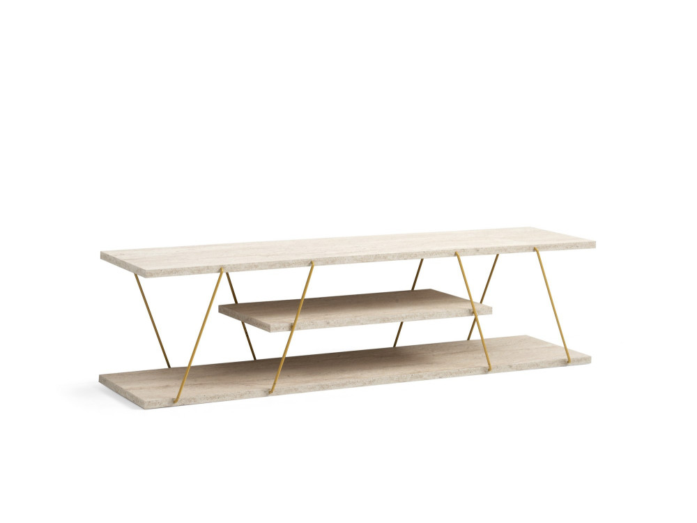 Meuble TV en bois "Canaz" - 120 x 30 x 33 cm - Travertin