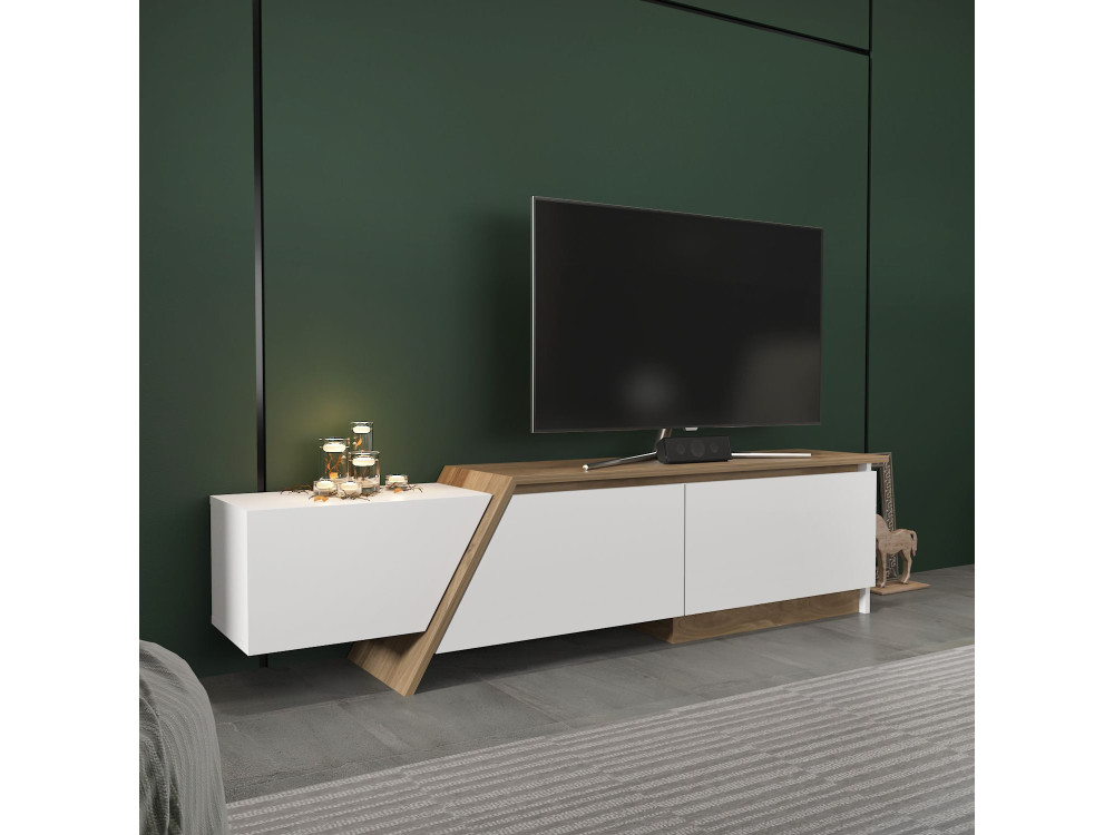 Meuble TV en bois "Zonas" - 180 x 35 x 28 cm - Blanc