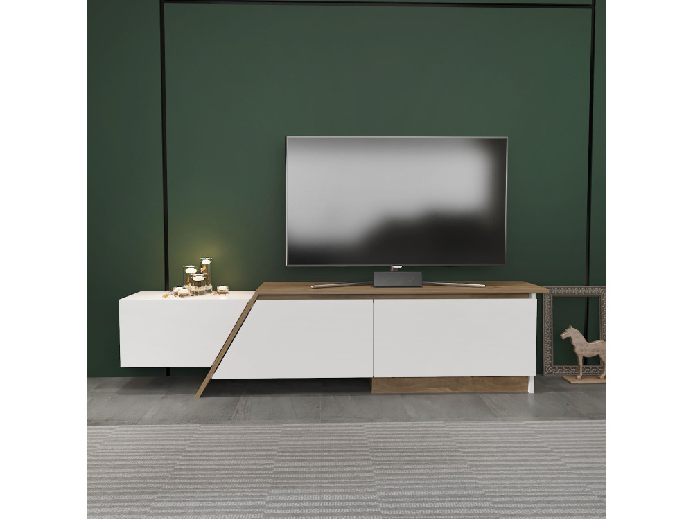 Meuble TV en bois "Zonas" - 180 x 35 x 28 cm - Blanc