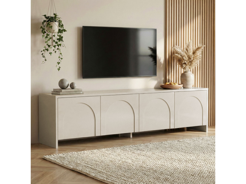 Meuble TV en bois "Aurelia" - 180 x 32 x 45 cm - Crème