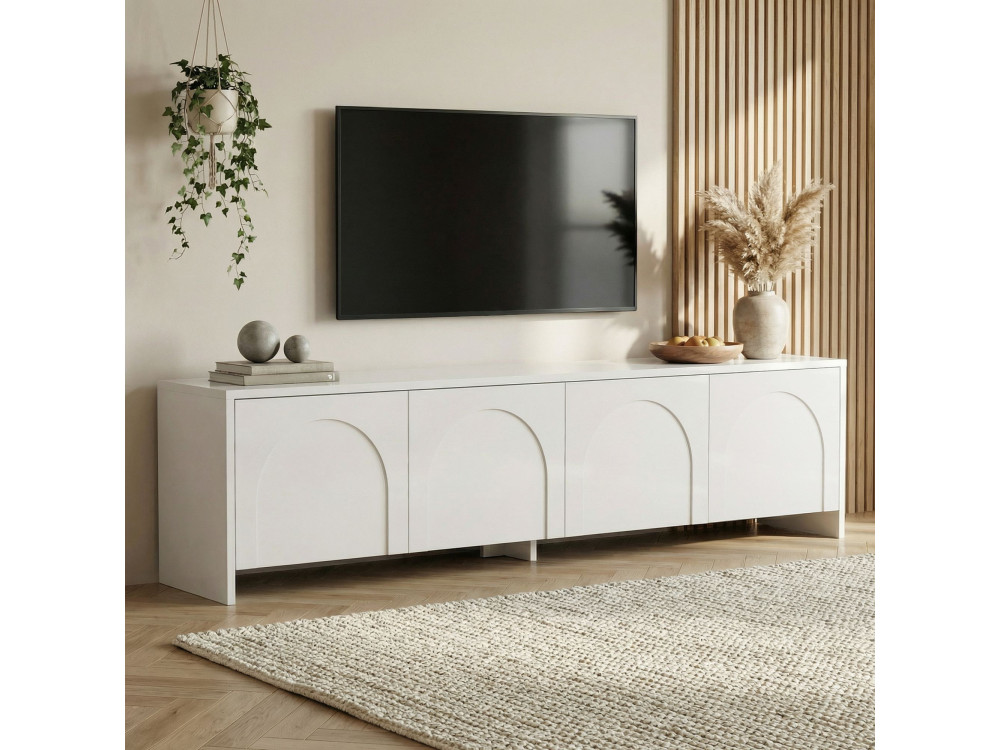 Meuble TV en bois "Aurelia" - 180 x 32 x 45 cm - Blanc