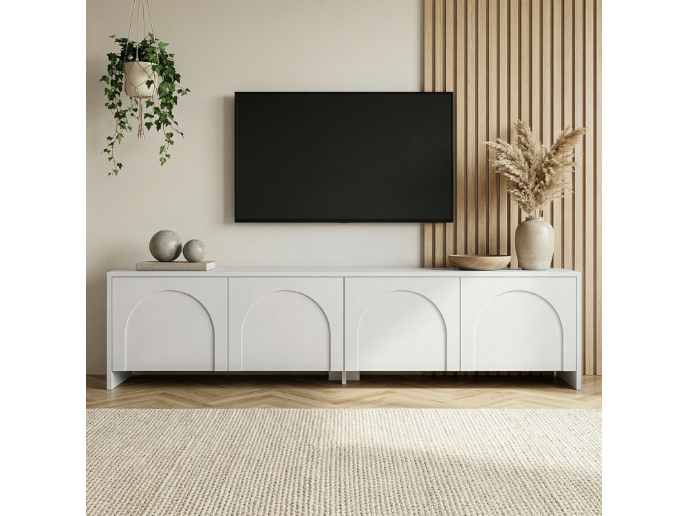 Meuble TV en bois "Aurelia" - 180 x 32 x 45 cm - Blanc