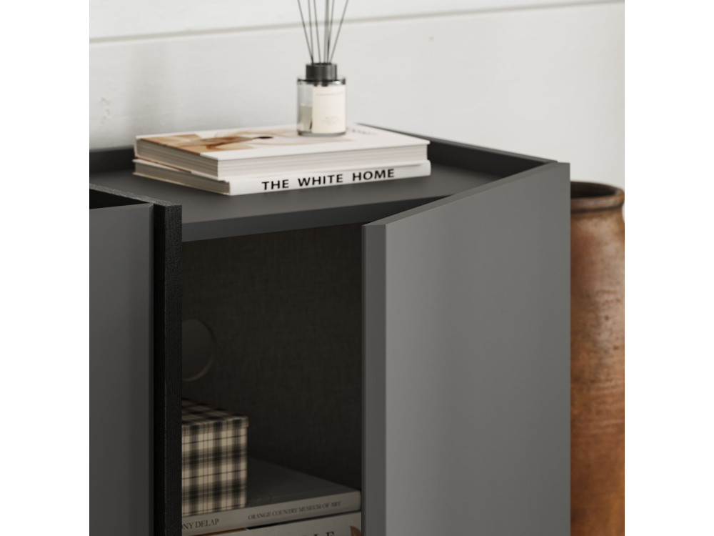 Meuble TV en bois "Lowen" - 180 x 35 x 46 cm - Anthracite / Noir