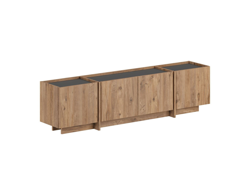 Meuble TV en bois "Lowen" - 180 x 35 x 46 cm - Pin Atlantique / Anthracite
