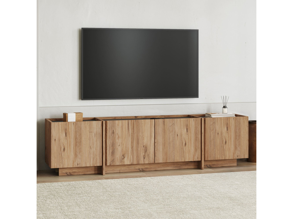 Meuble TV en bois "Lowen" - 180 x 35 x 46 cm - Pin Atlantique / Anthracite