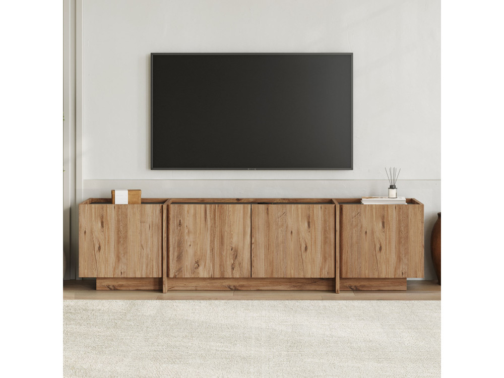 Meuble TV en bois "Lowen" - 180 x 35 x 46 cm - Pin Atlantique / Anthracite