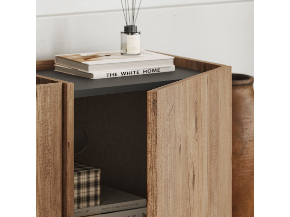 Meuble TV en bois "Lowen" - 180 x 35 x 46 cm - Pin Atlantique / Anthracite