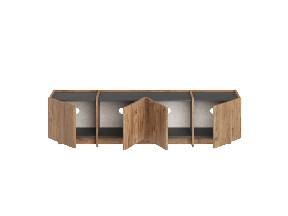 Meuble TV en bois "Lowen" - 180 x 35 x 46 cm - Pin Atlantique / Anthracite