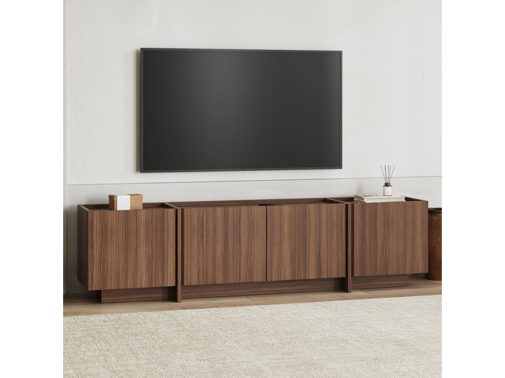 Meuble TV en bois "Lowen" - 180 x 35 x 46 cm - Noyer Milano