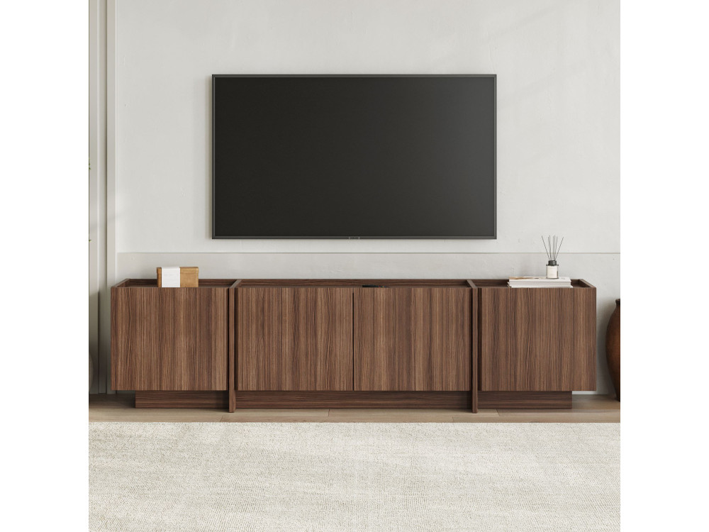 Meuble TV en bois "Lowen" - 180 x 35 x 46 cm - Noyer Milano
