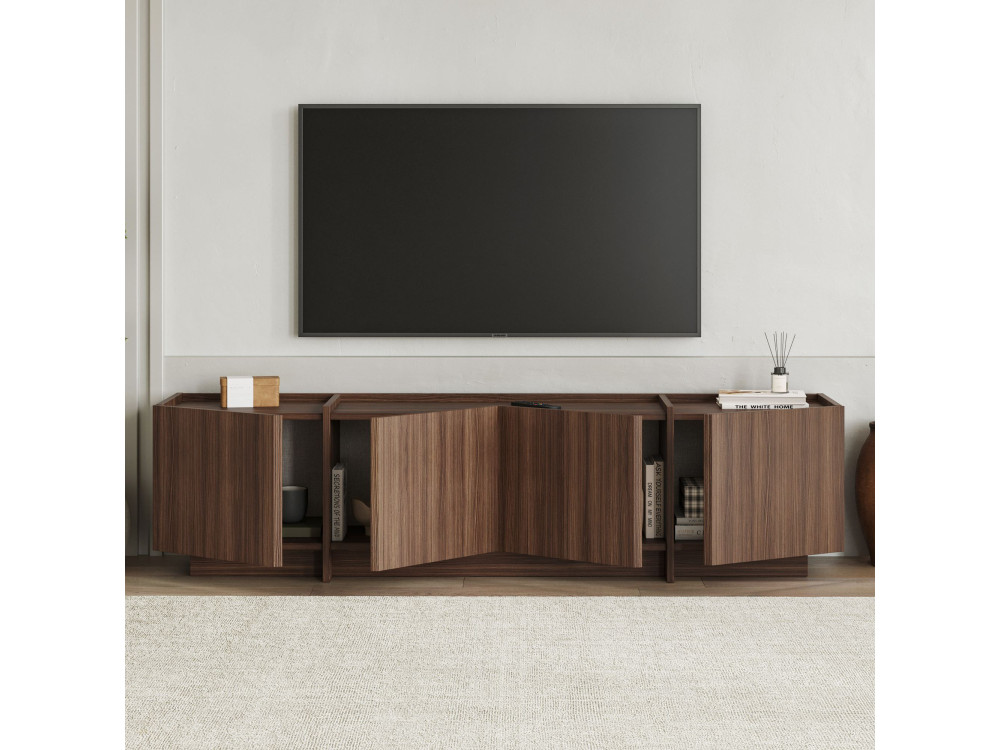 Meuble TV en bois "Lowen" - 180 x 35 x 46 cm - Noyer Milano