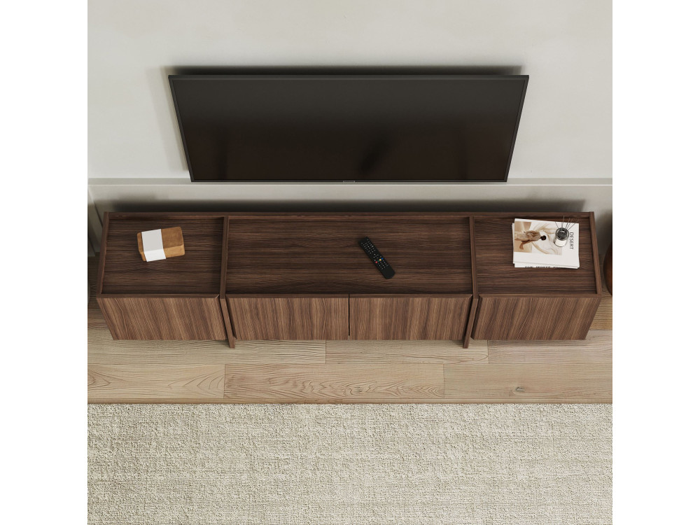 Meuble TV en bois "Lowen" - 180 x 35 x 46 cm - Noyer Milano