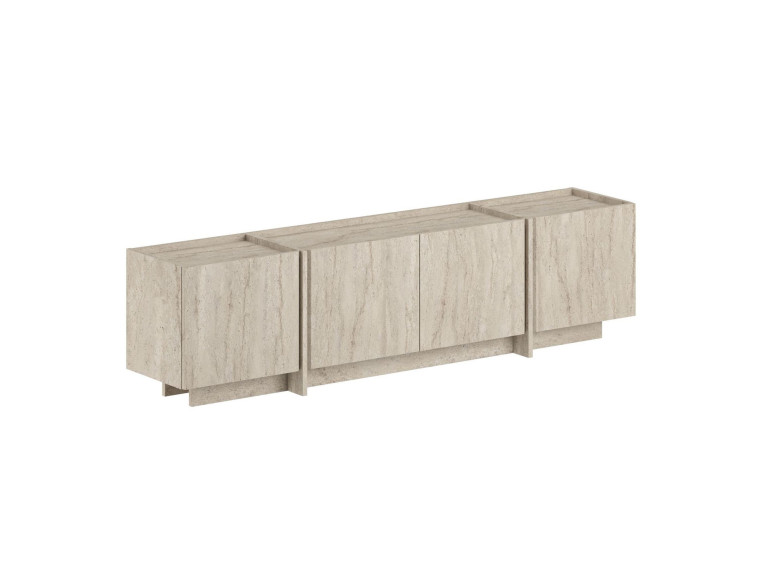 Meuble TV en bois "Lowen" - 180 x 35 x 46 cm - Travertin