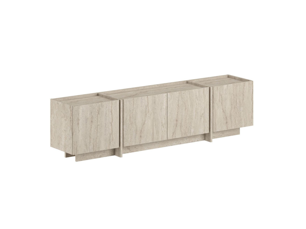 Meuble TV en bois "Lowen" - 180 x 35 x 46 cm - Travertin