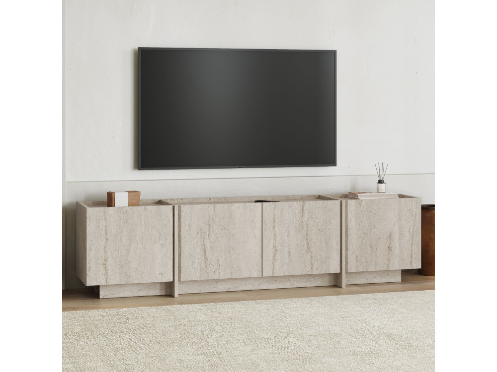 Meuble TV en bois "Lowen" - 180 x 35 x 46 cm - Travertin