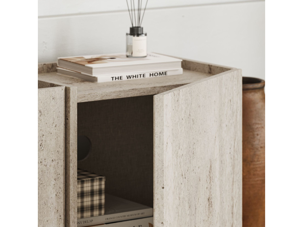 Meuble TV en bois "Lowen" - 180 x 35 x 46 cm - Travertin