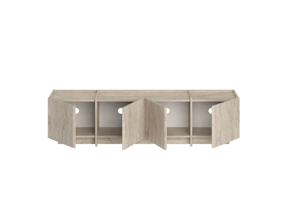 Meuble TV en bois "Lowen" - 180 x 35 x 46 cm - Travertin