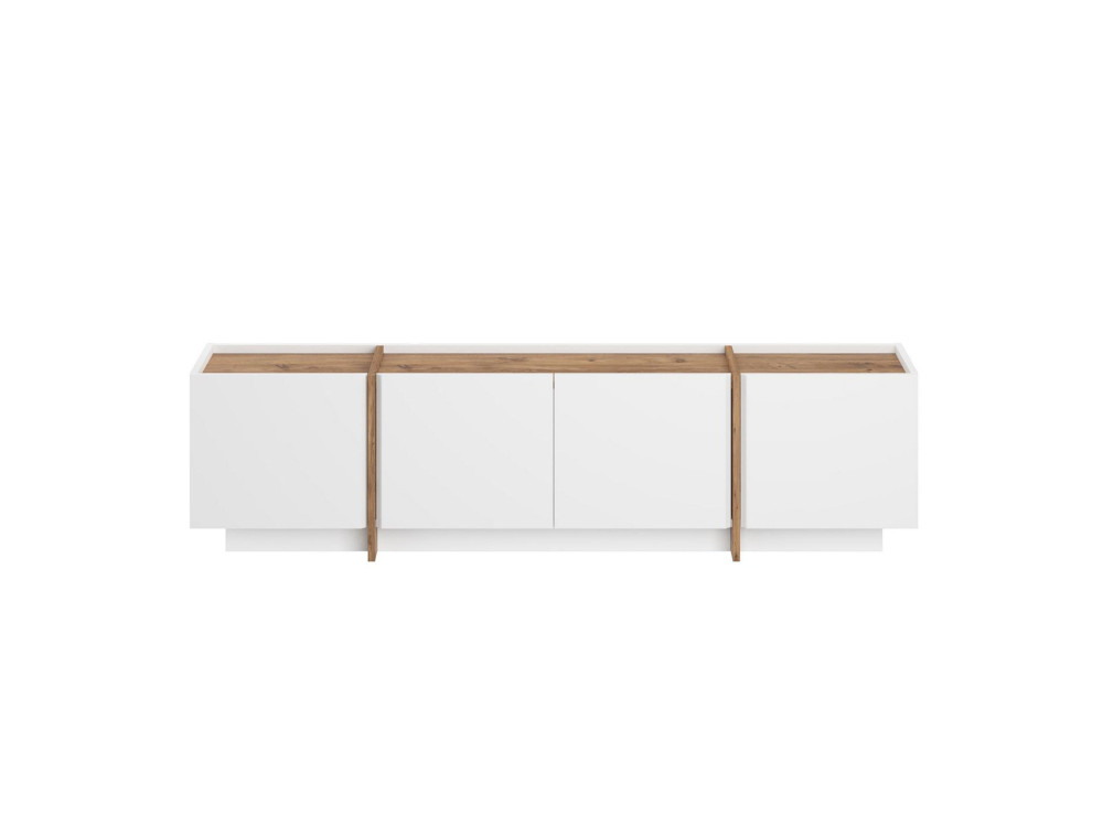 Meuble TV en bois "Lowen" - 180 x 35 x 46 cm - Blanc / Pin Atlantique