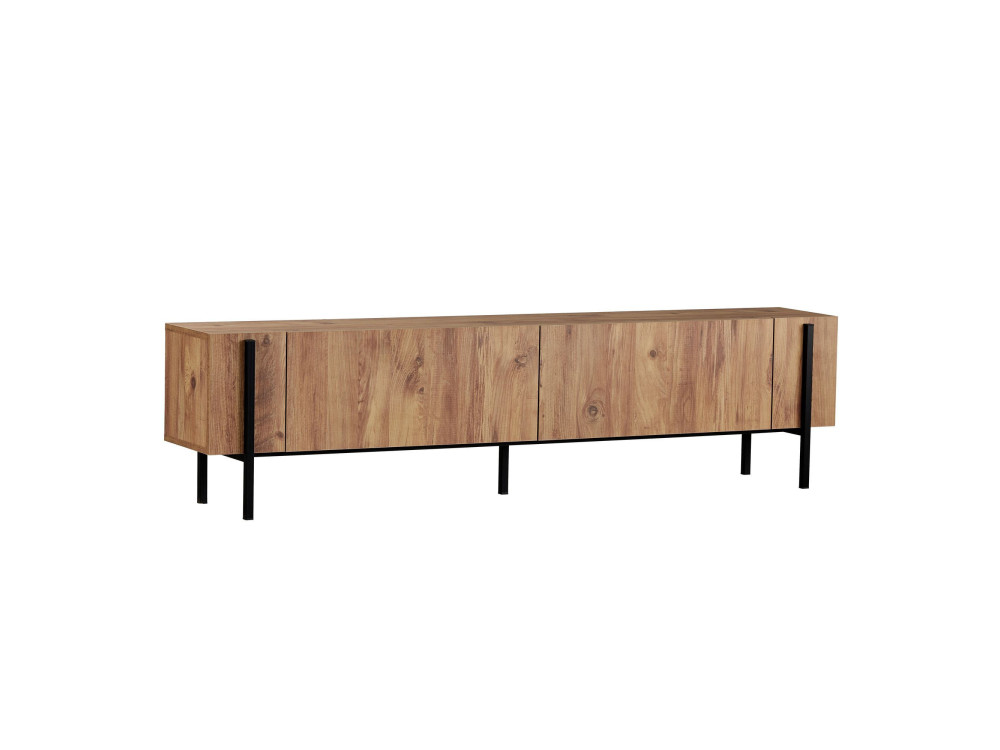 Meuble TV en bois "Nexus" - 180 x 30 x 45 cm - Pin Atlantique / Noir