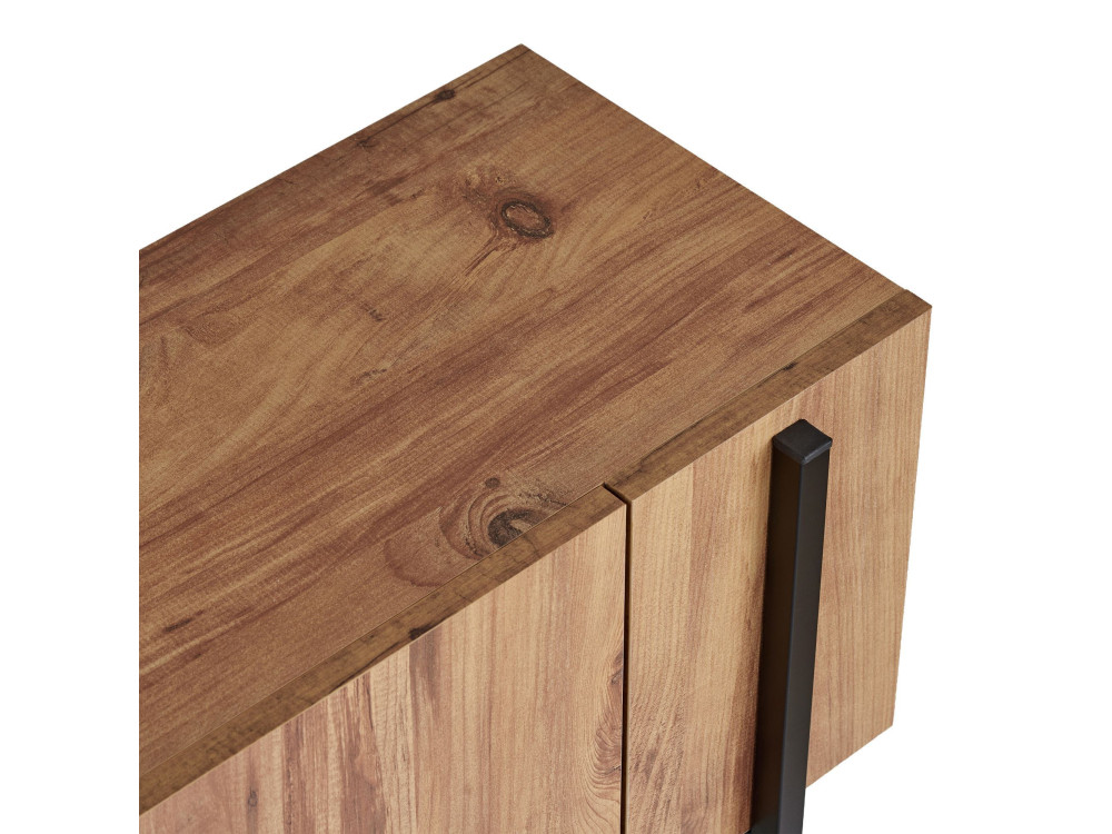 Meuble TV en bois "Nexus" - 180 x 30 x 45 cm - Pin Atlantique / Noir