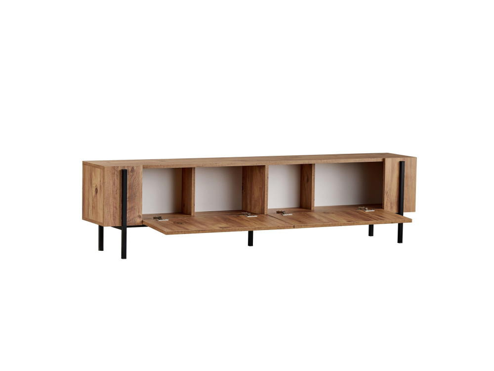 Meuble TV en bois "Nexus" - 180 x 30 x 45 cm - Pin Atlantique / Noir