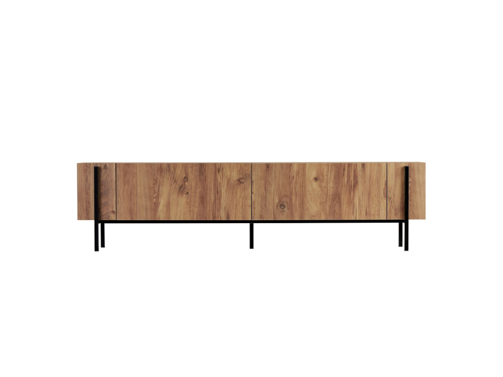 Meuble TV en bois "Nexus" - 180 x 30 x 45 cm - Pin Atlantique / Noir