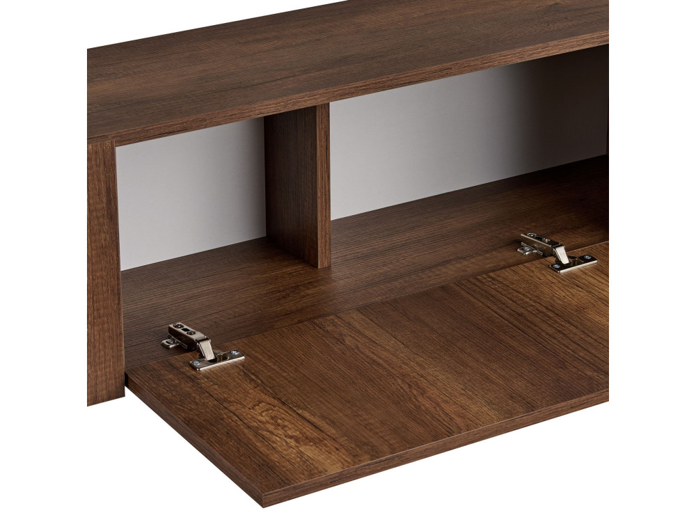 Meuble TV en bois "Nexus" - 180 x 30 x 45 cm - Noyer Baroque / Noir
