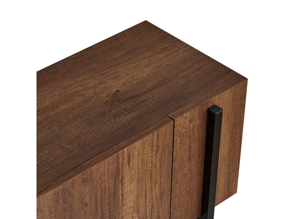 Meuble TV en bois "Nexus" - 180 x 30 x 45 cm - Noyer Baroque / Noir
