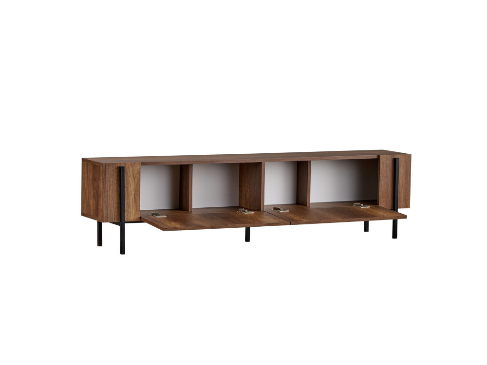 Meuble TV en bois "Nexus" - 180 x 30 x 45 cm - Noyer Baroque / Noir