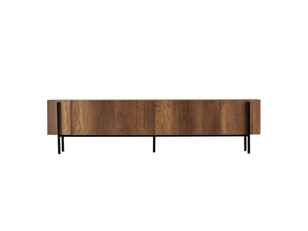 Meuble TV en bois "Nexus" - 180 x 30 x 45 cm - Noyer Baroque / Noir