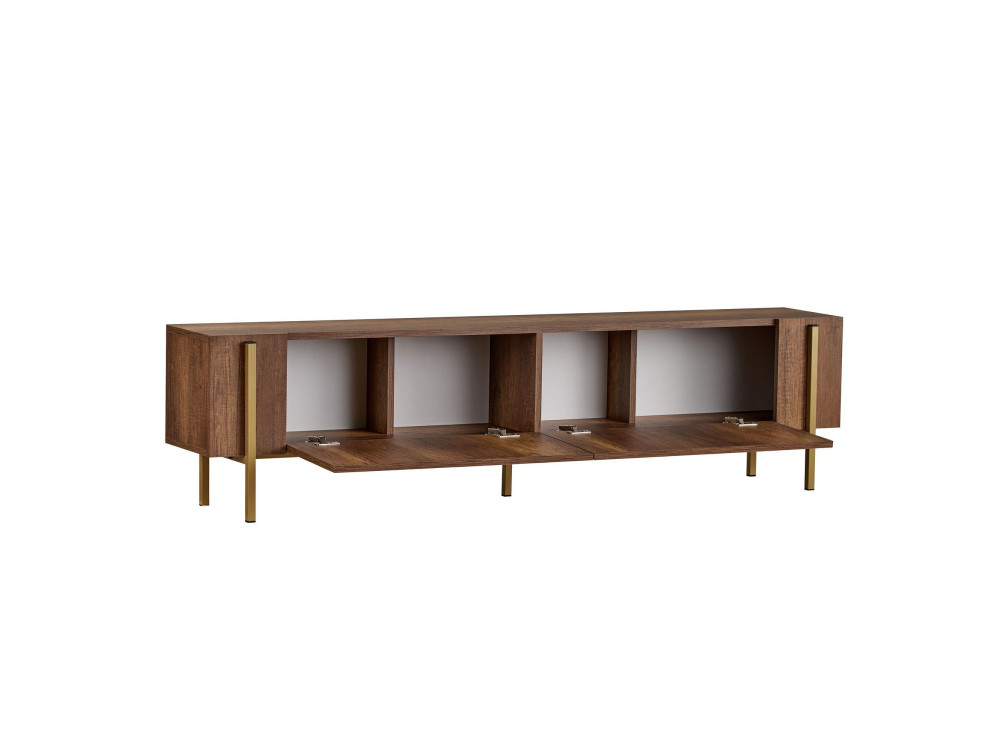 Meuble TV en bois "Nexus" - 180 x 30 x 45 cm - Noyer Baroque Or