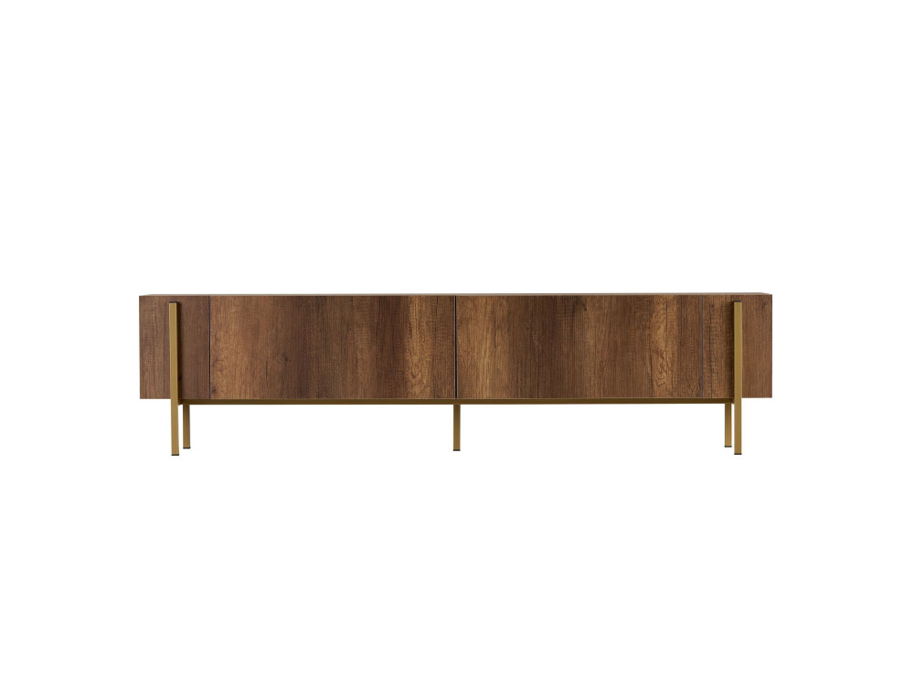 Meuble TV en bois "Nexus" - 180 x 30 x 45 cm - Noyer Baroque Or