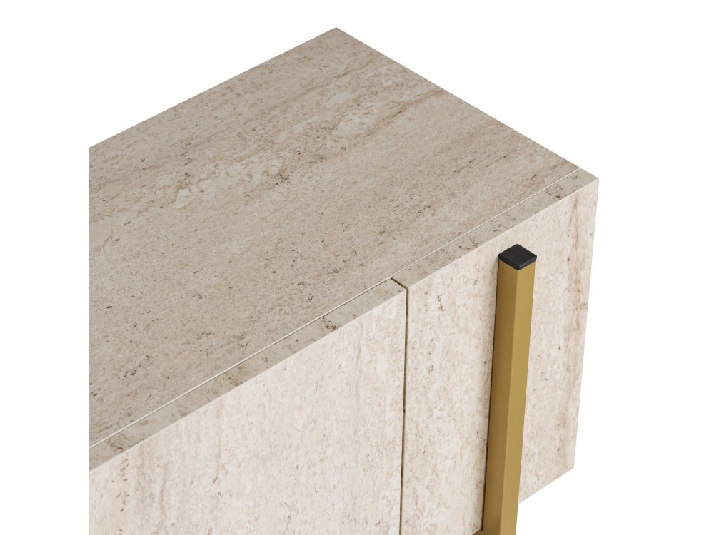 Meuble TV en bois "Nexus" - 180 x 30 x 45 cm - Travertin / Or