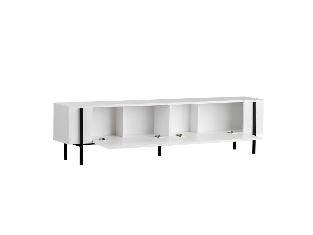 Meuble TV en bois "Nexus" - 180 x 30 x 45 cm - Bois Noir / Noir