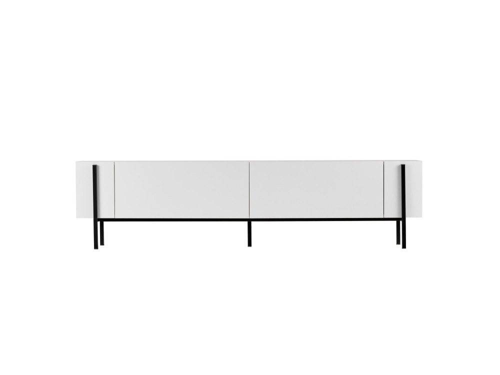 Meuble TV en bois "Nexus" - 180 x 30 x 45 cm - Bois Noir / Noir